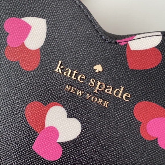 ♠️kate spade Love Shack Flutter Hearts Printed Heart Purse, Black Multi NWT - Picture 7 of 11